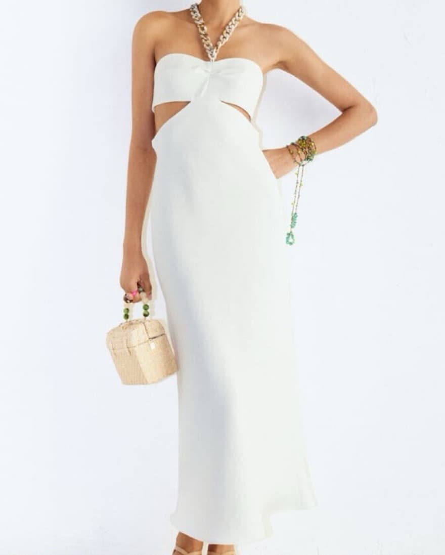 Zara White Cut Out Chain Dress - Image 1