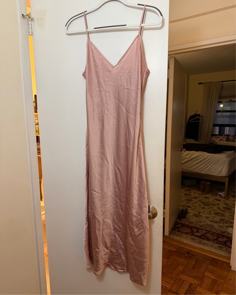 Baby Pink Spaghetti Strap Midi Dress - Image 1