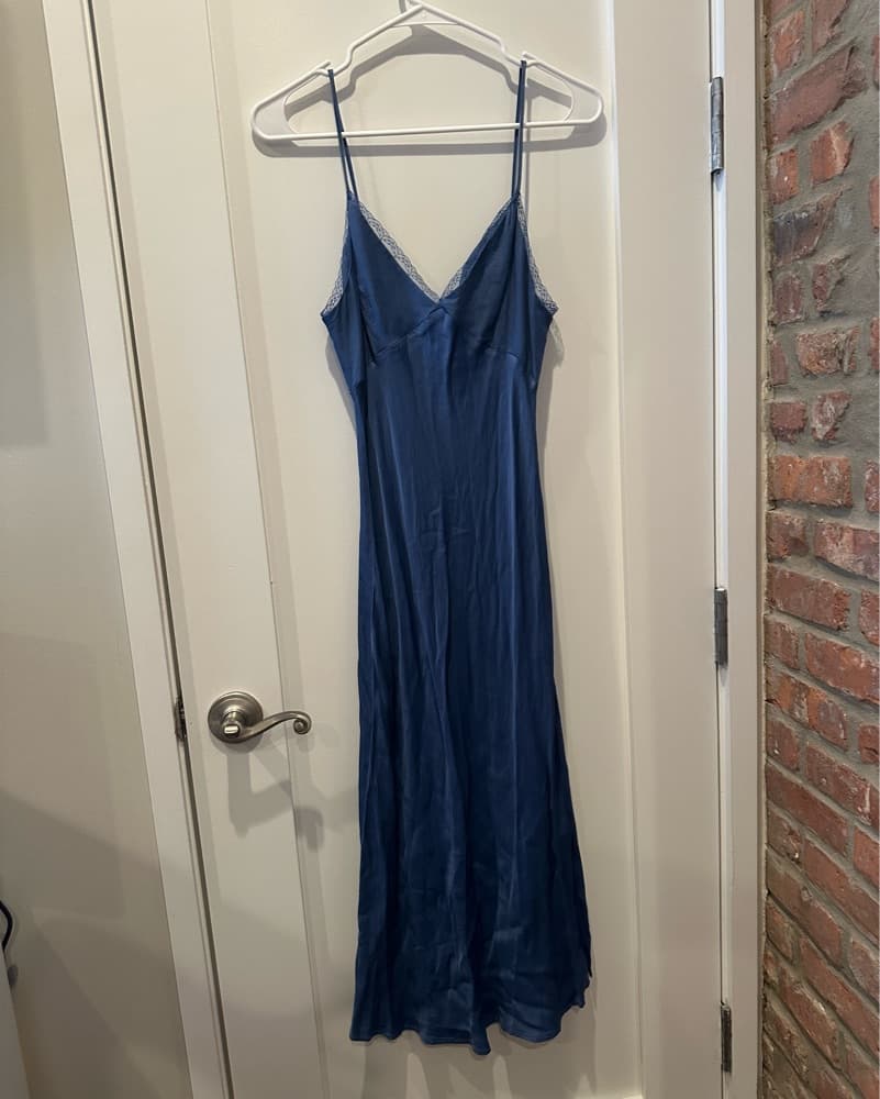Blue Lace Trim Slip Dress - Image 1