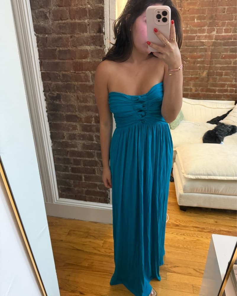 Turquoise Maxi Beach Vacation Dress - Image 2