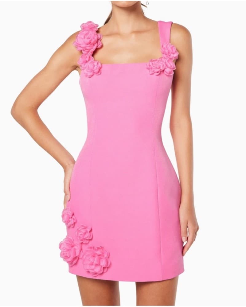 Elliat Floral Pink Mini Trompe Dress - Image 1