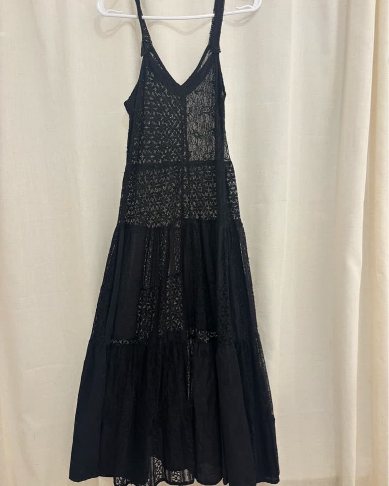 Sheer Lace Black Maxi Dress - Image 2