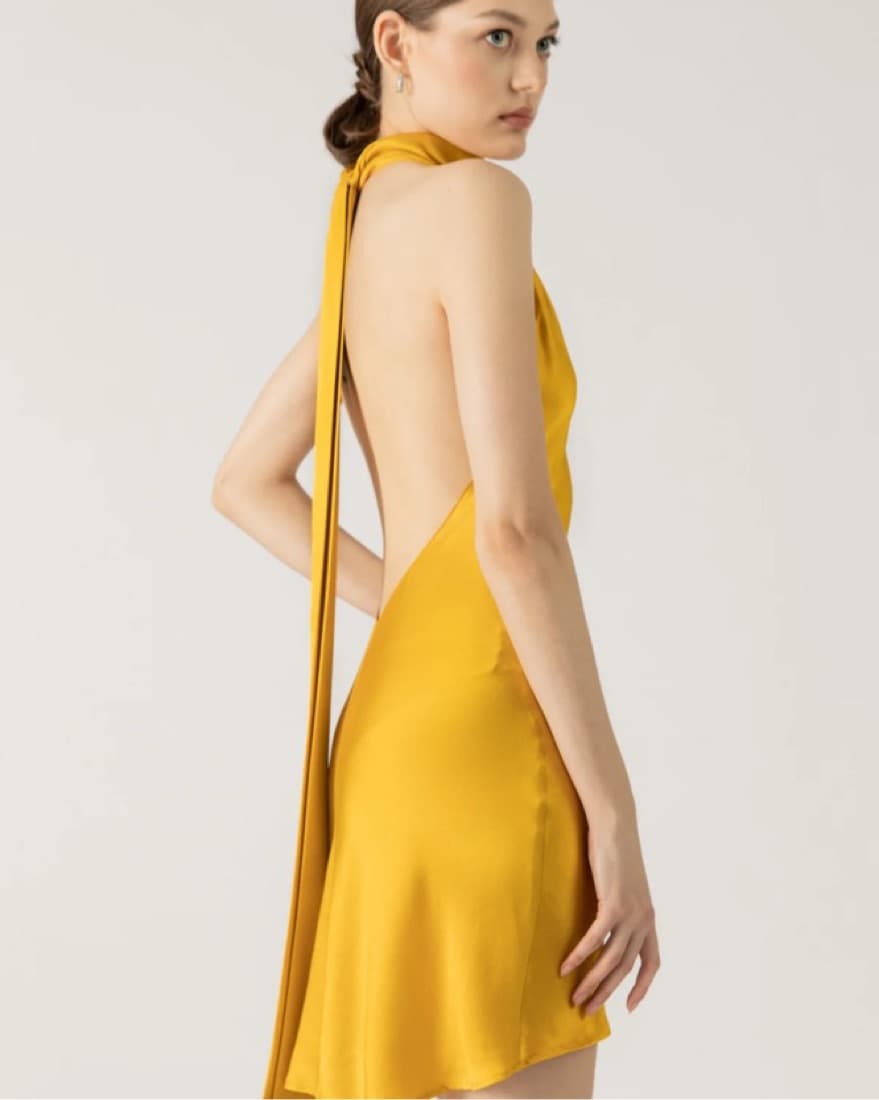 Sau Lee Penny Backless Satin Dress Gold - Image 2