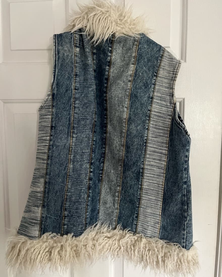 Vintage Denim & fur vest - Image 4