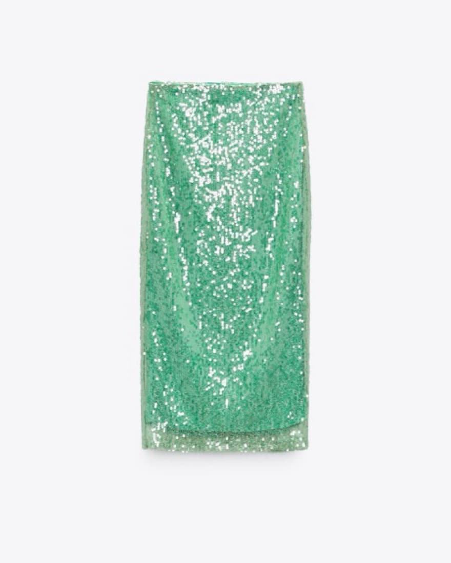 Green Sequin Midi Pencil Skirt - Image 2