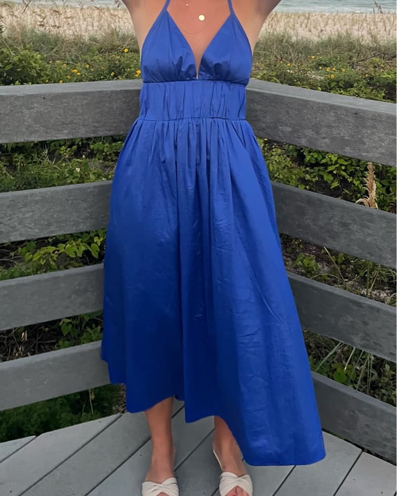COS GATHERED HALTERNECK MIDI DRESS - Image 1