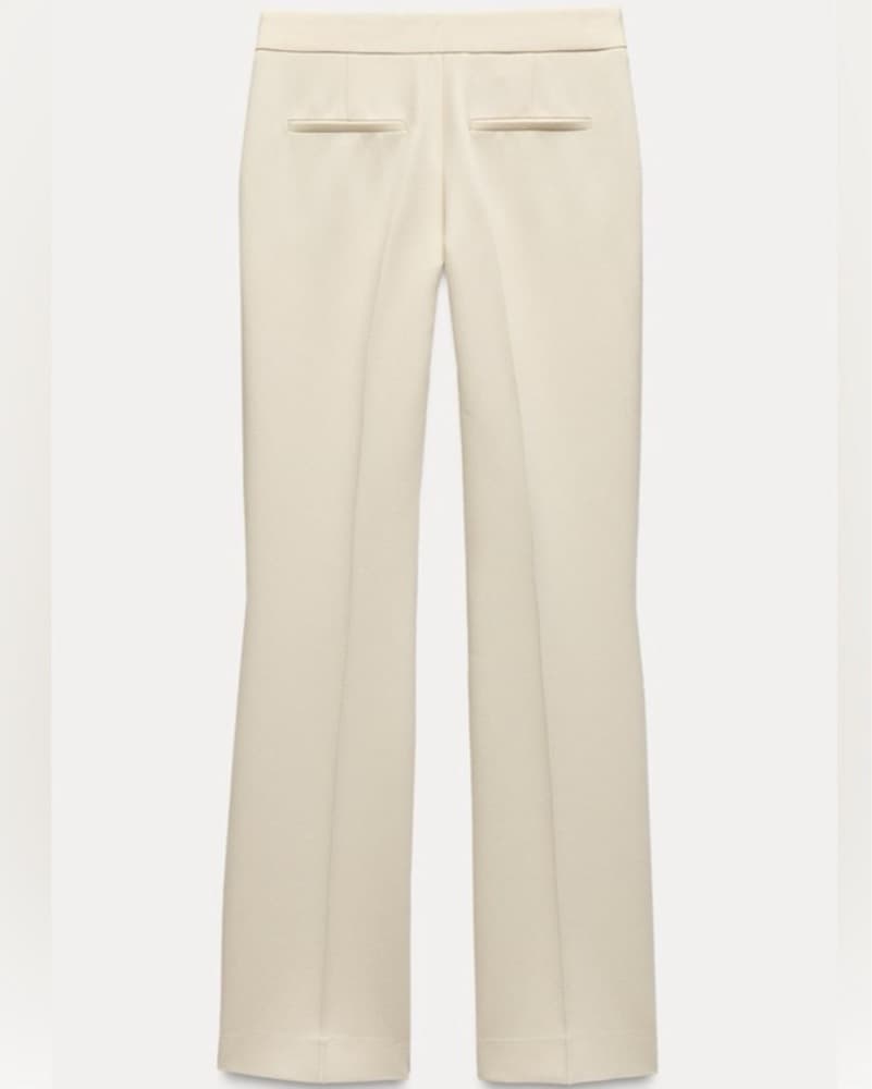 ZARA ECRU STRAIGHT LEG MID WAIST PANTS - Image 3