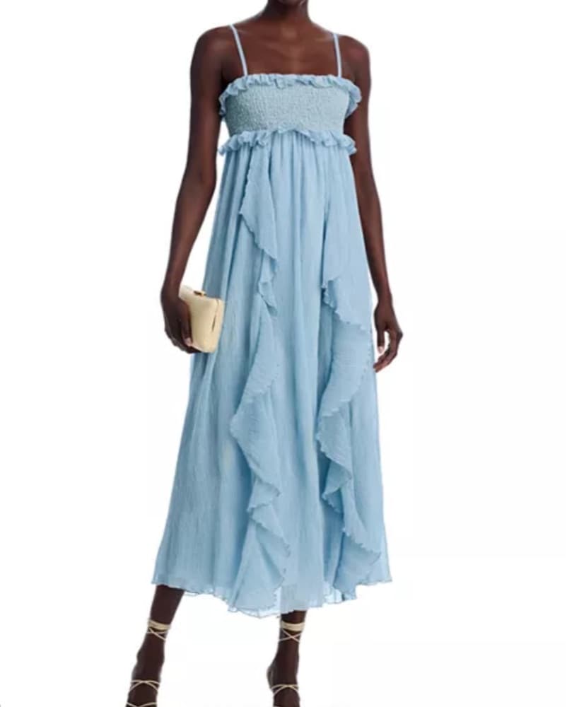 AQUA Ruffle Crinkled Midi Dress - Image 2