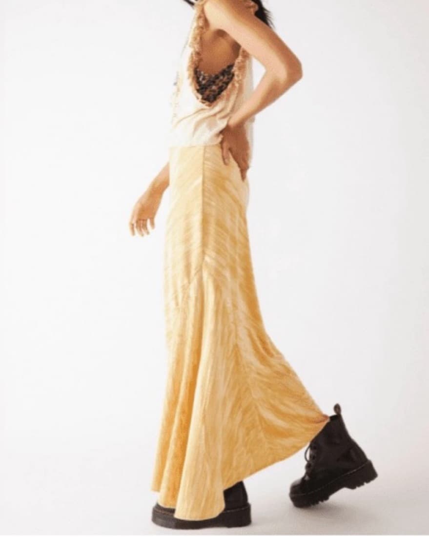 Free People Velvet Maxi Skirt Yellow - Image 6