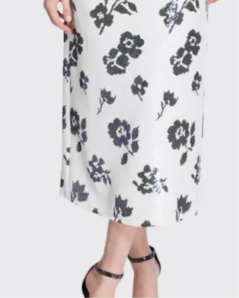 Self-Portrait ivory & navy floral Sequin - Image 2