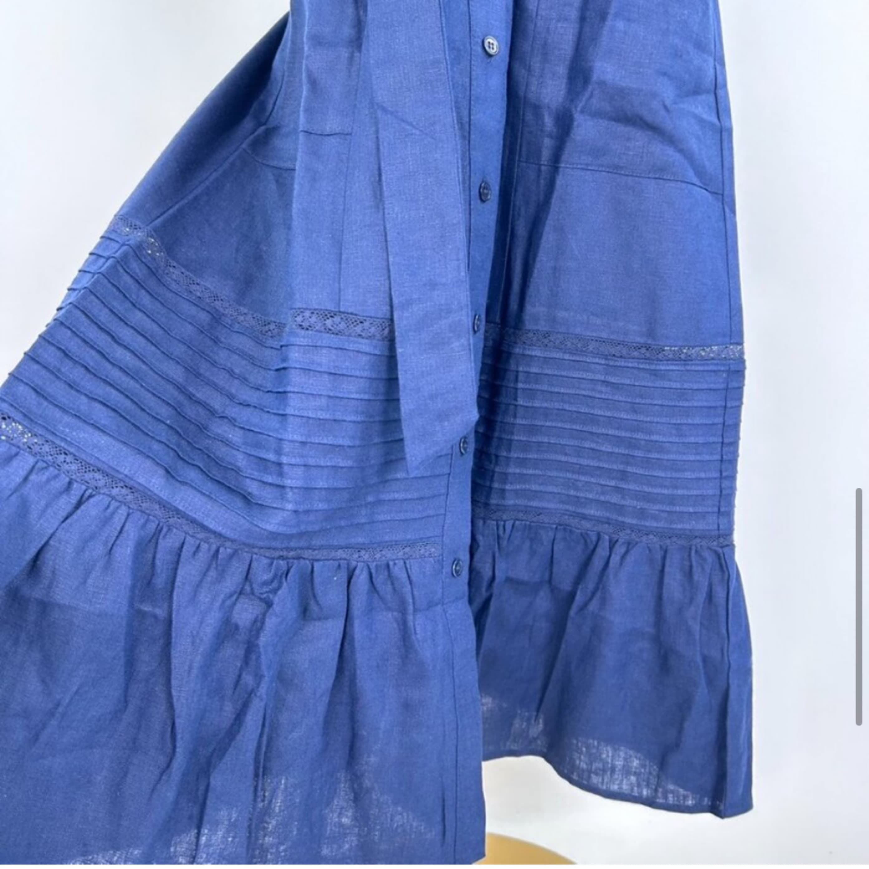 Reformation Lili Navy Linen Midi Dress - Image 5