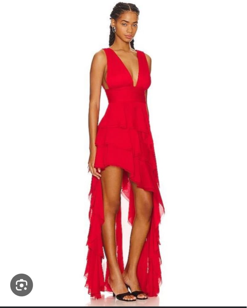 Alice + Olivia Red Ruffle Maxi Dress - Image 6