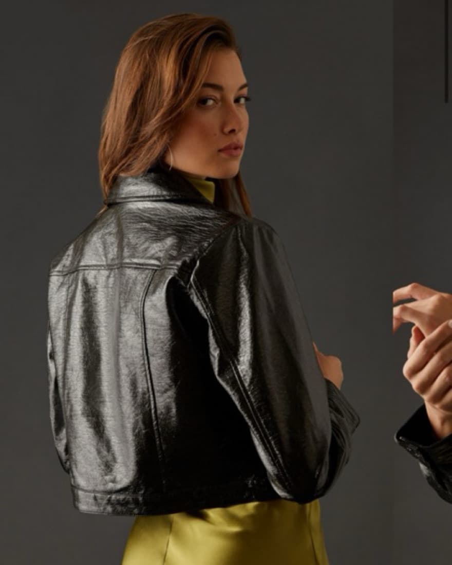 Anthro Crinkle Vegan Leather Moto Jacket - Image 2