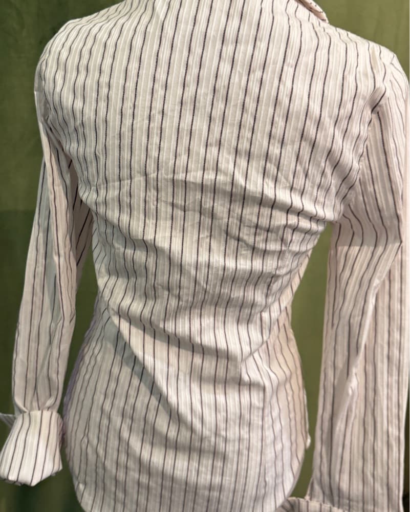 Crisp Striped Button-Up Blouse - Image 3