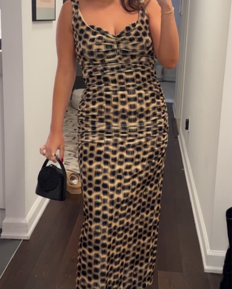 Velvet Gold Black Ruched Midi - Image 2