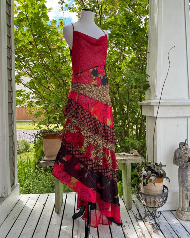 Floral Rose & Leopard Ruffle Layer Dress - Image 4
