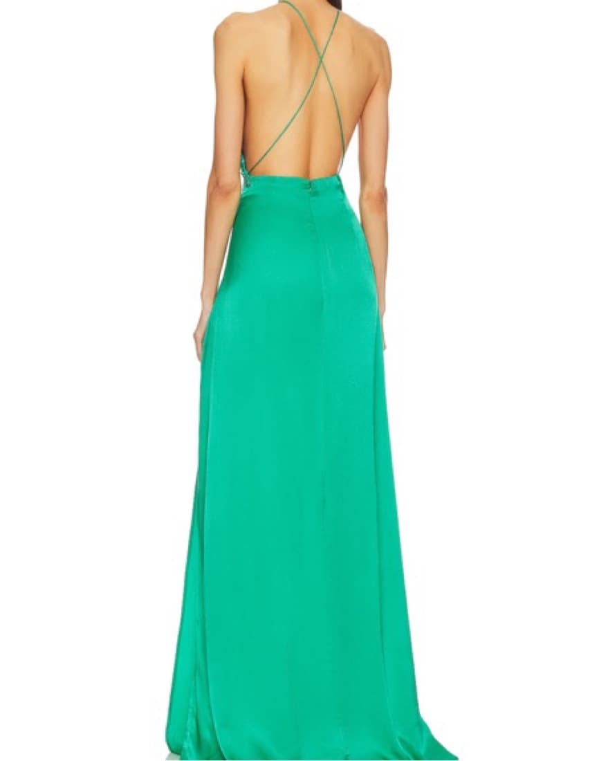 Beautiful High Slit Jade Green Dress - Image 3