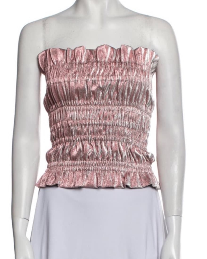 Area Pink Shimmer Ruched Strapless Top   - Image 1