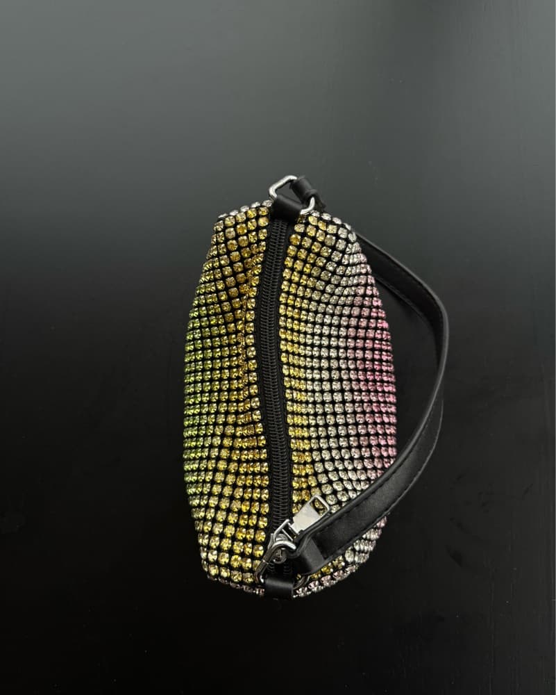Aqua Rainbow Rhinestone Evening Bag - Image 3