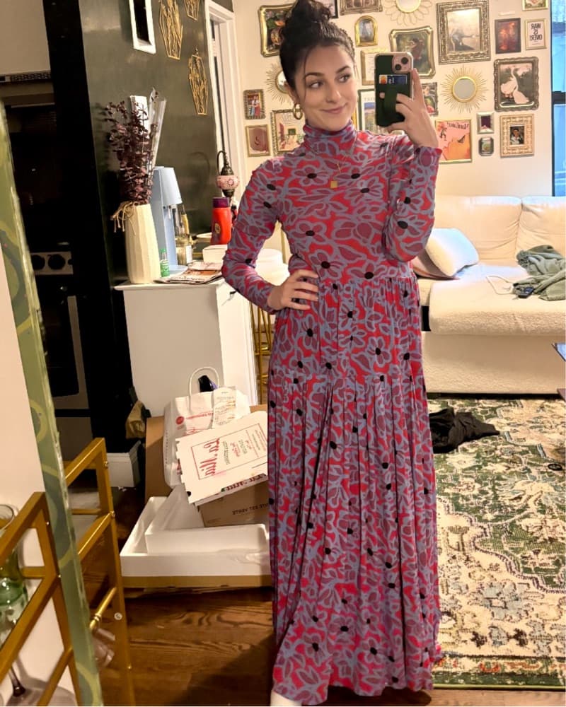 Red and Blue Floral Maxi Dress - Image 1