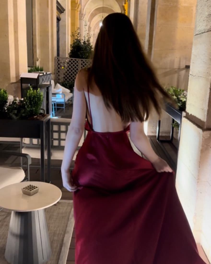 Custom Silk Ruby Gown - Image 3