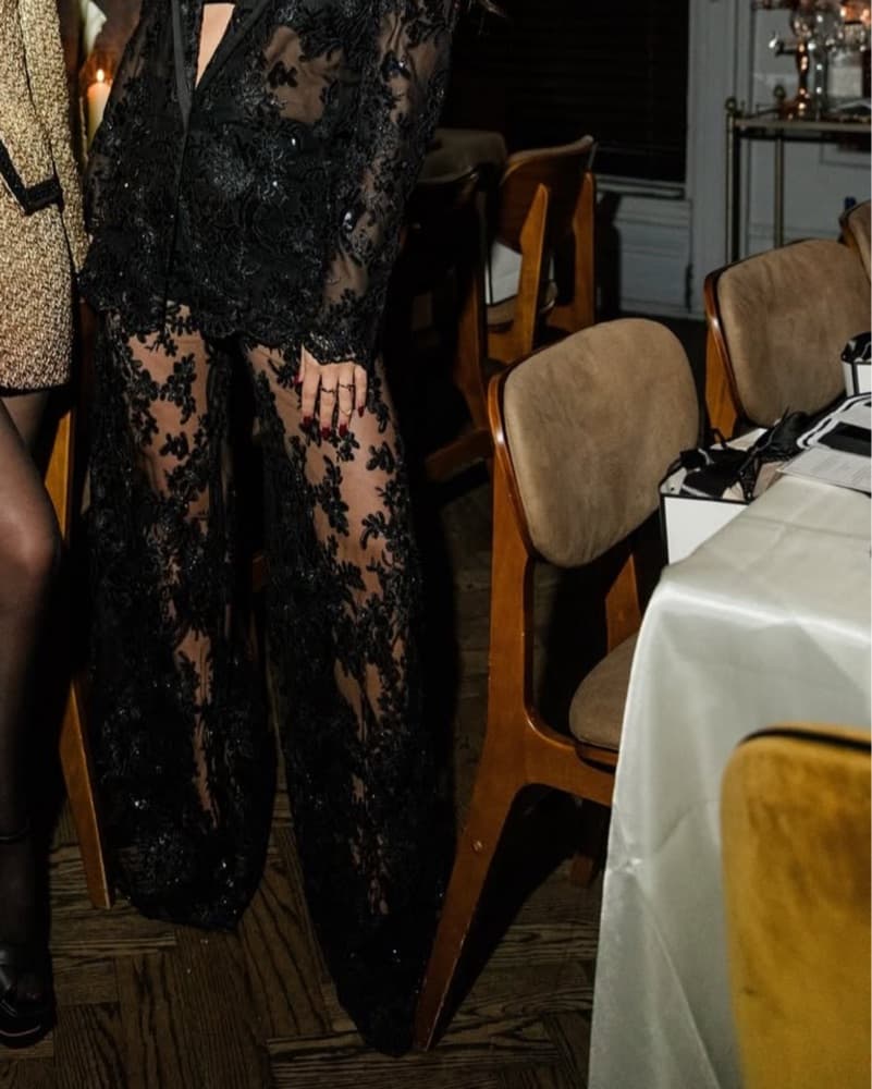 Alice & Olivia Sequined Lace Pants Set - Image 3