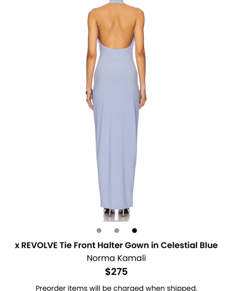 Norma Kamali tie front Halter Gown - Image 3