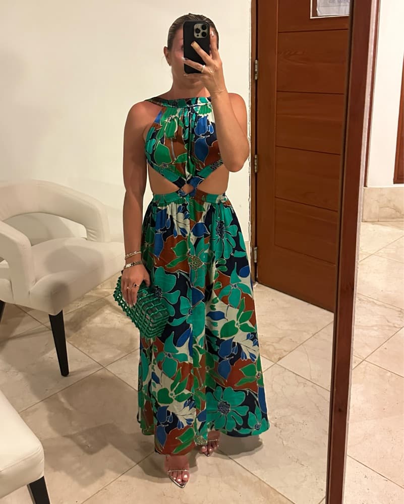 Theia Cutout Floral Maxi Dress - Image 2