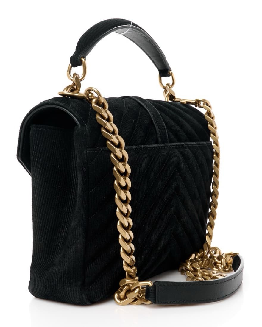 YSL Black Suded Quilted Shoulder Bag - Image 2