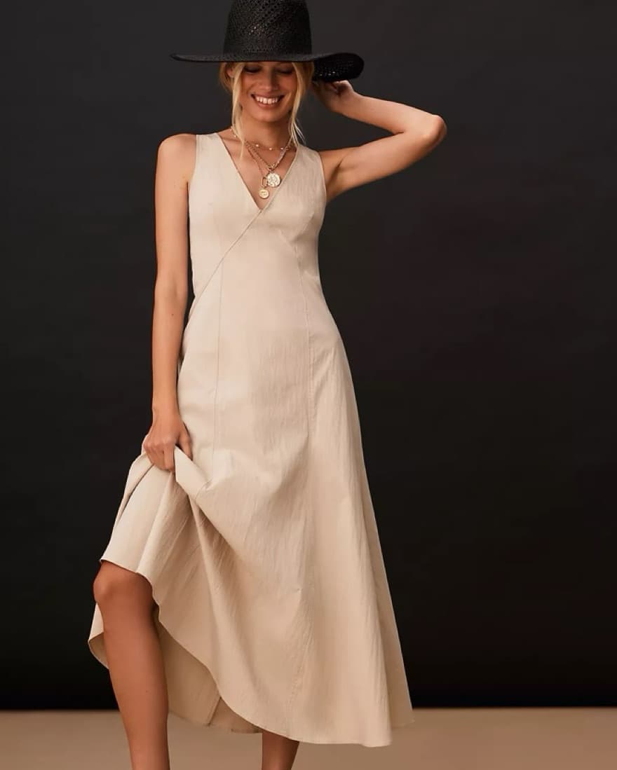 Anthropologie Khaki A-Line Dress - Image 4
