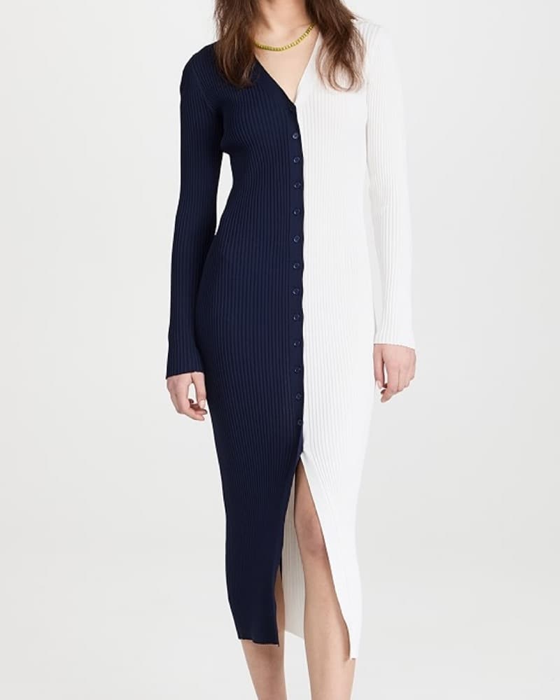 STAUD Ribbed Button Up Dress - Image 3