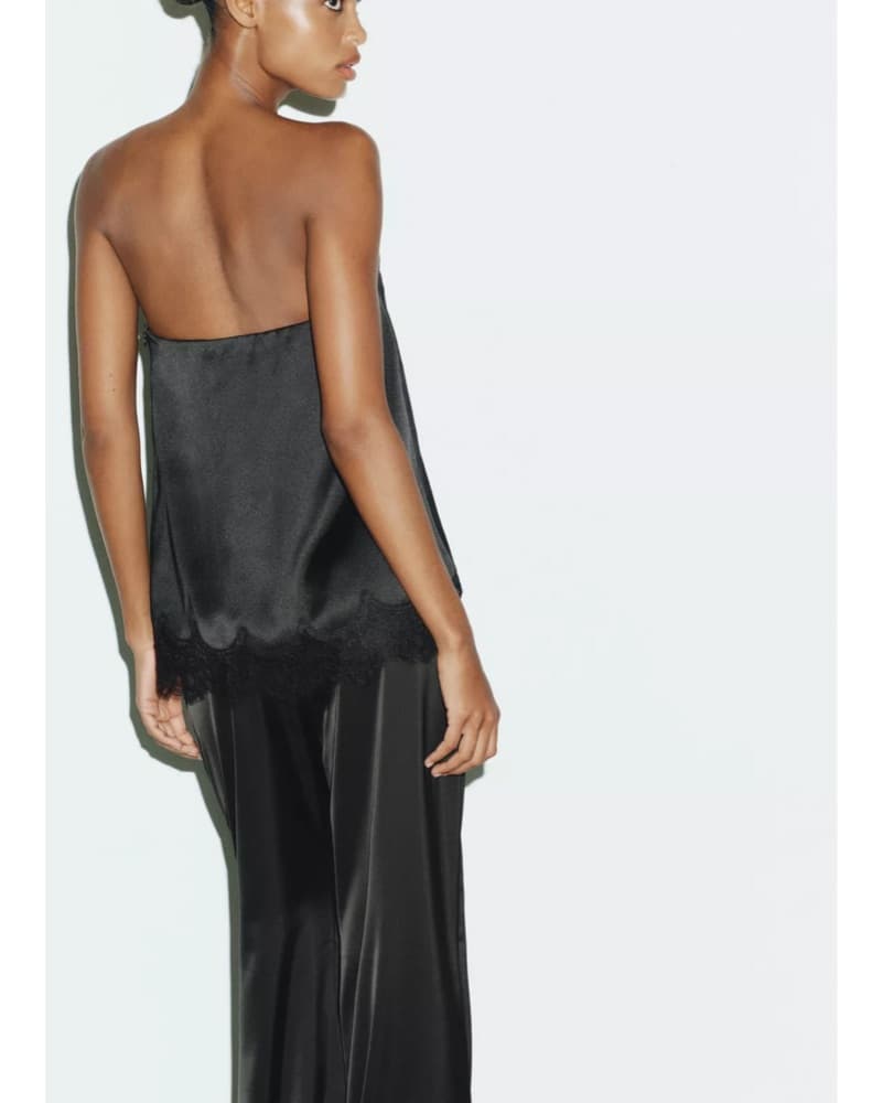 Zara Black Lace Satin Set - Image 2