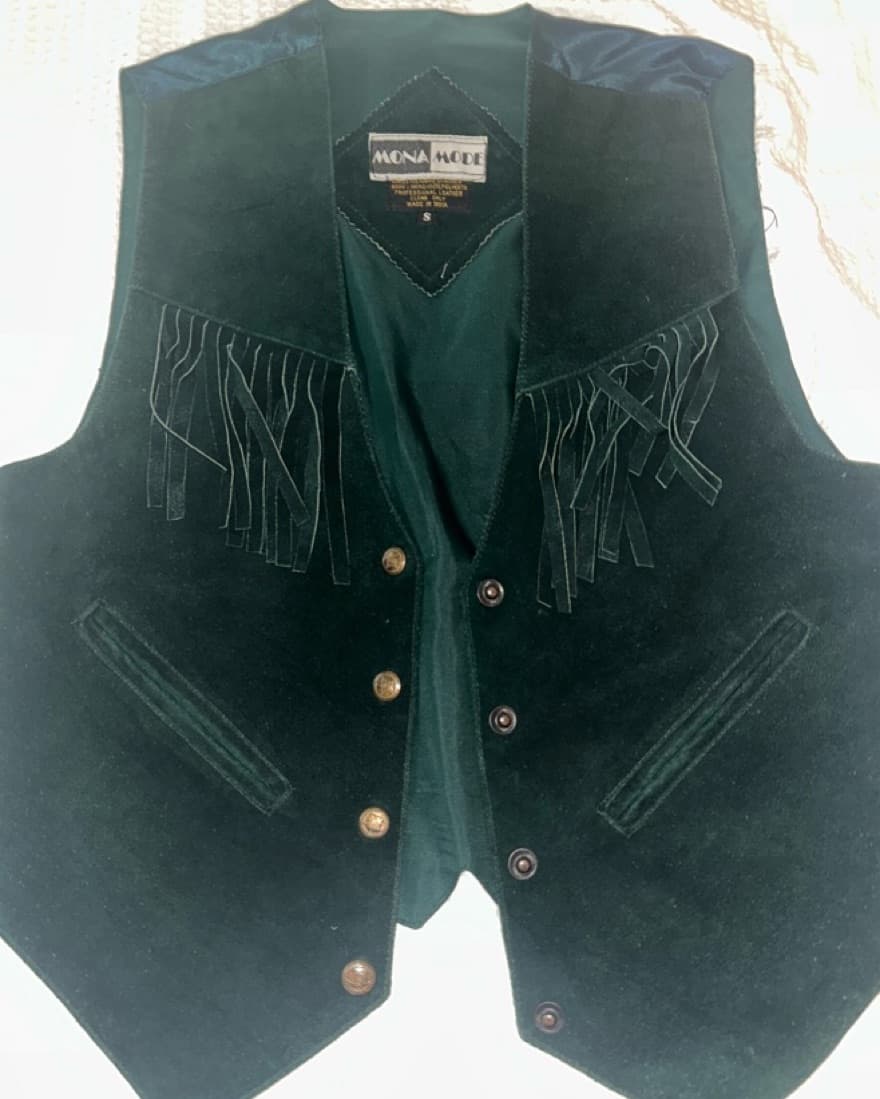 Vintage Green Suede Western Vest  - Image 2
