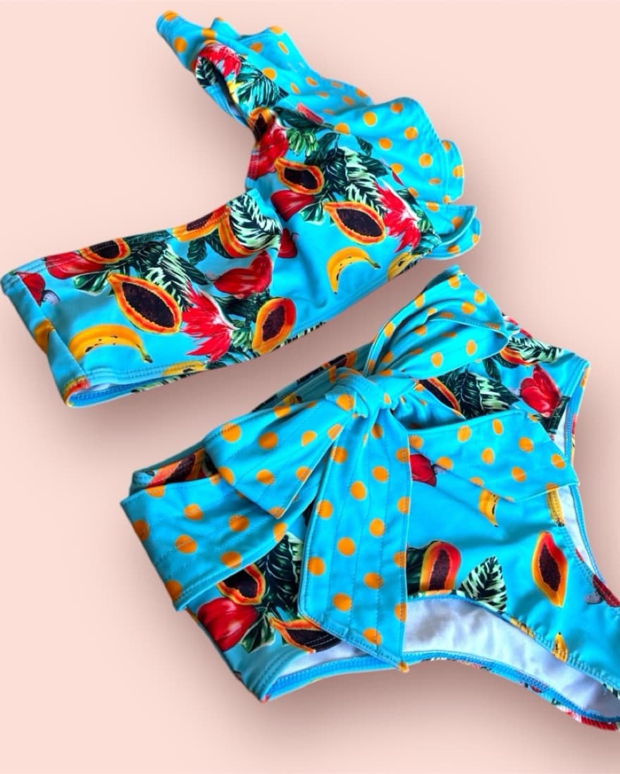 2 PIECE HIGH WAIST PAPAYA BIKINI M - Image 2