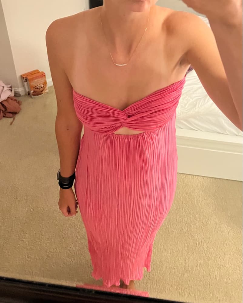 Strapless Pleated Maxi Dress Pink  - Image 2