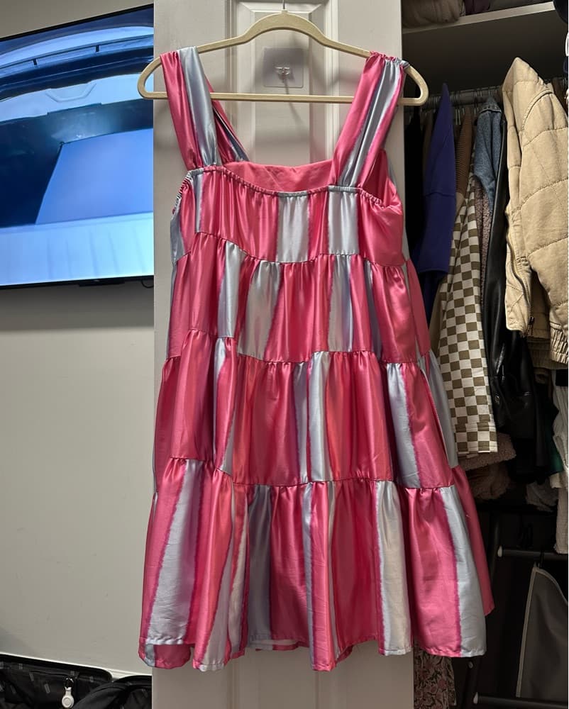 Pink And Blue Striped Dress - Image 4