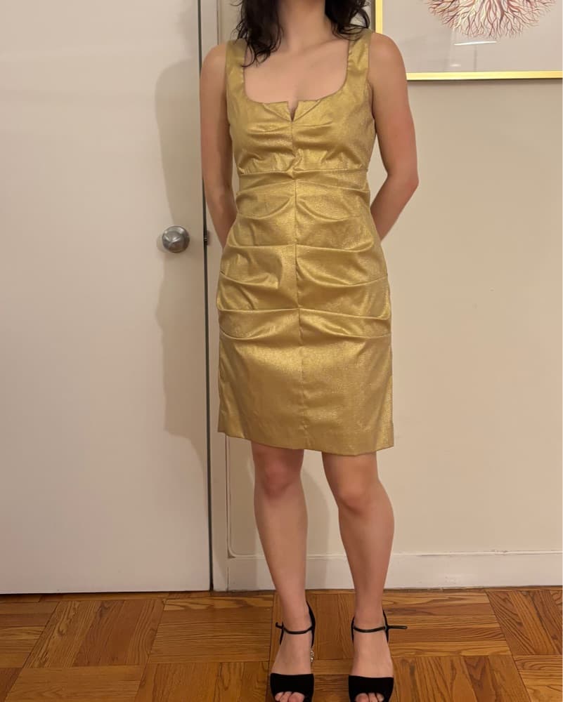 Shimmering Gold Cocktail Dress - Image 1