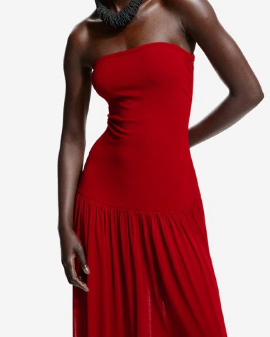 Sold Out Strapless Red Dress - Image 3