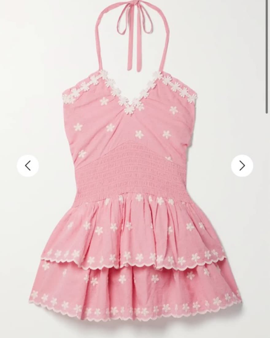 LOVESHACKFANCY Aqua shirred pink dress - Image 3