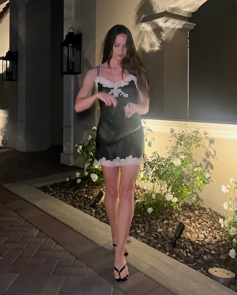 Black & White Only Hearts Lace Slip Dres - Image 3