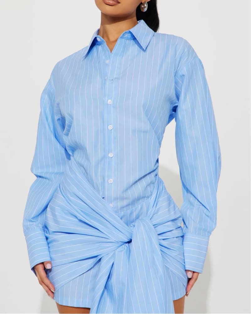 Chic Striped Shirtdress with Twist Detail - Image 1