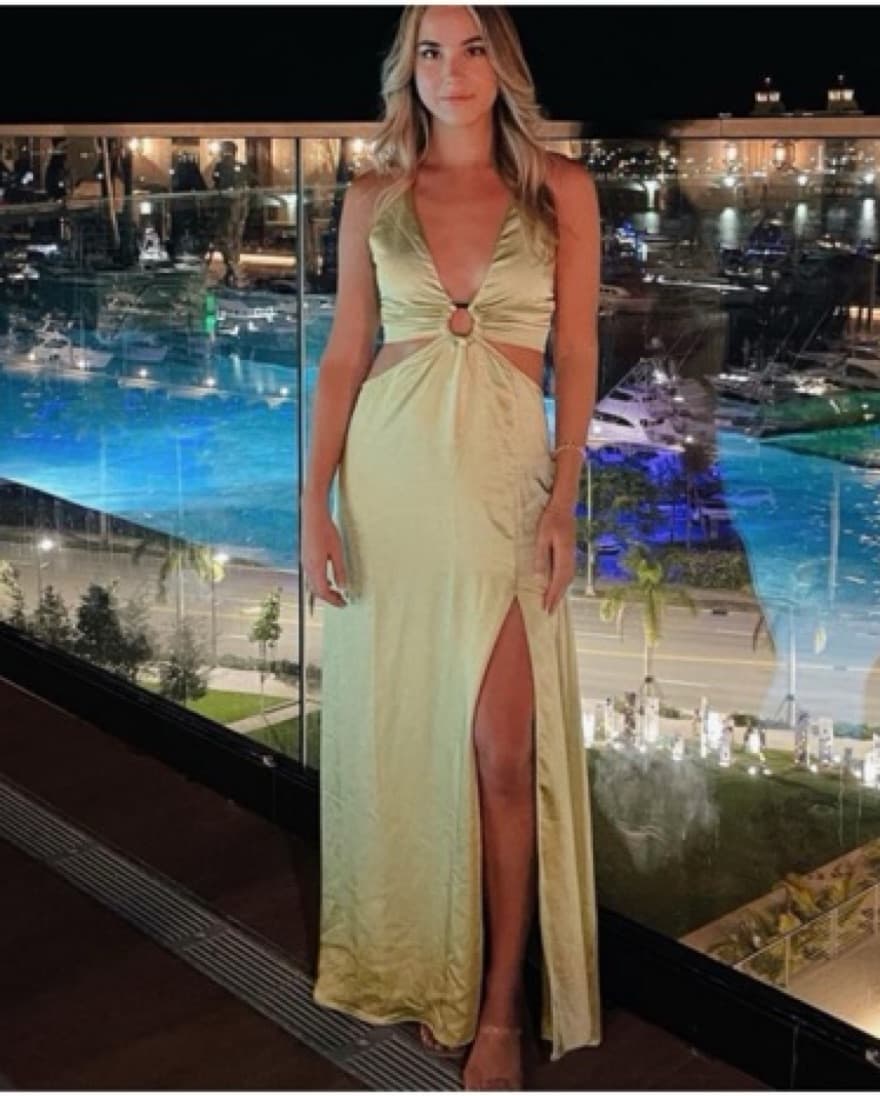 LPA Green Maxi Dress With Slit  - Image 1
