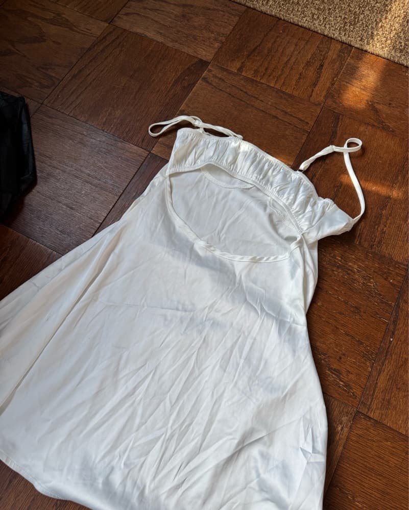 Lace Trim Mini Dress White - Image 4