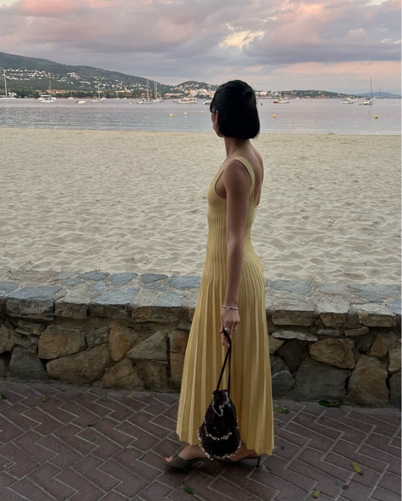 STAUD Ellison Dress Lemon Drop - Image 4