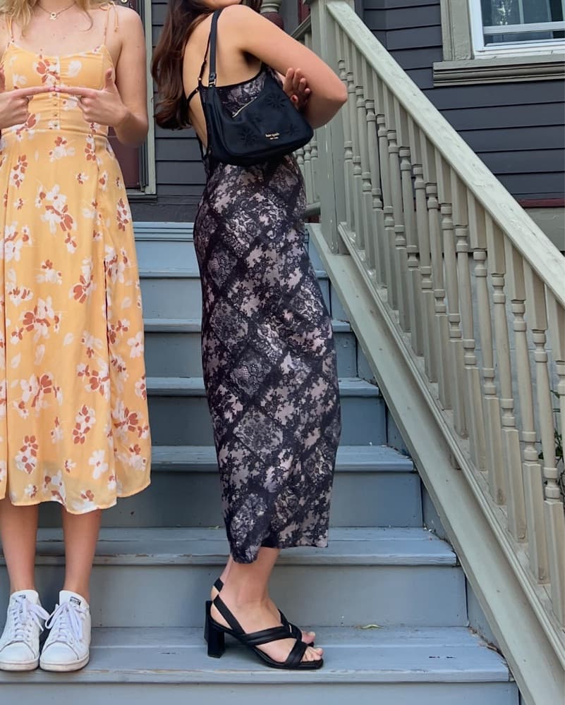 Another Girl Long Lace Print Dress  - Image 2
