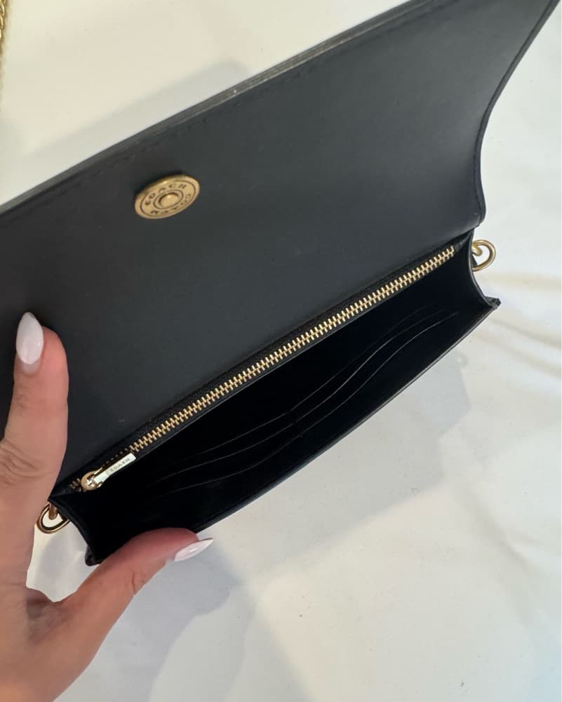 Coach Black Leather Chain Crossbody Bag - Image 3