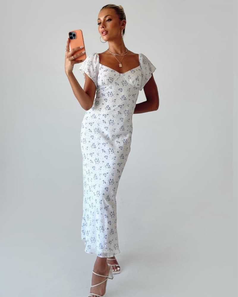 Hera Maxi Dress White Floral - Image 1