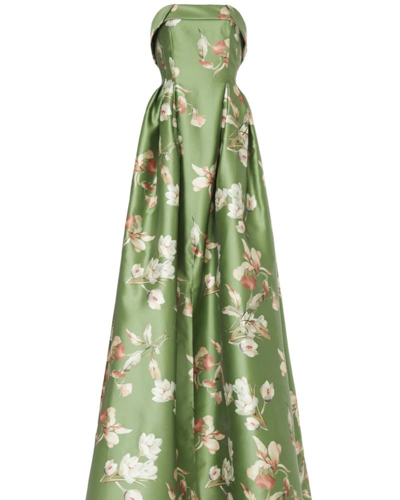Green Floral StraplessSachin & Babi Gown - Image 1