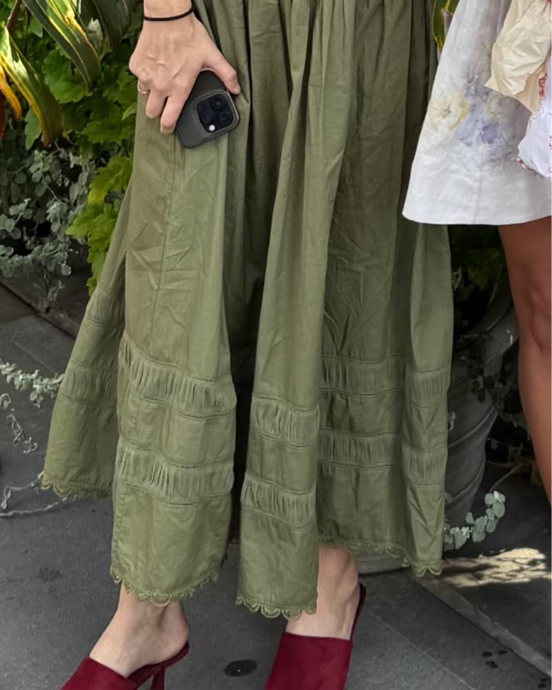 Sage Green Smocked Cotton Maxi Dress - Image 3