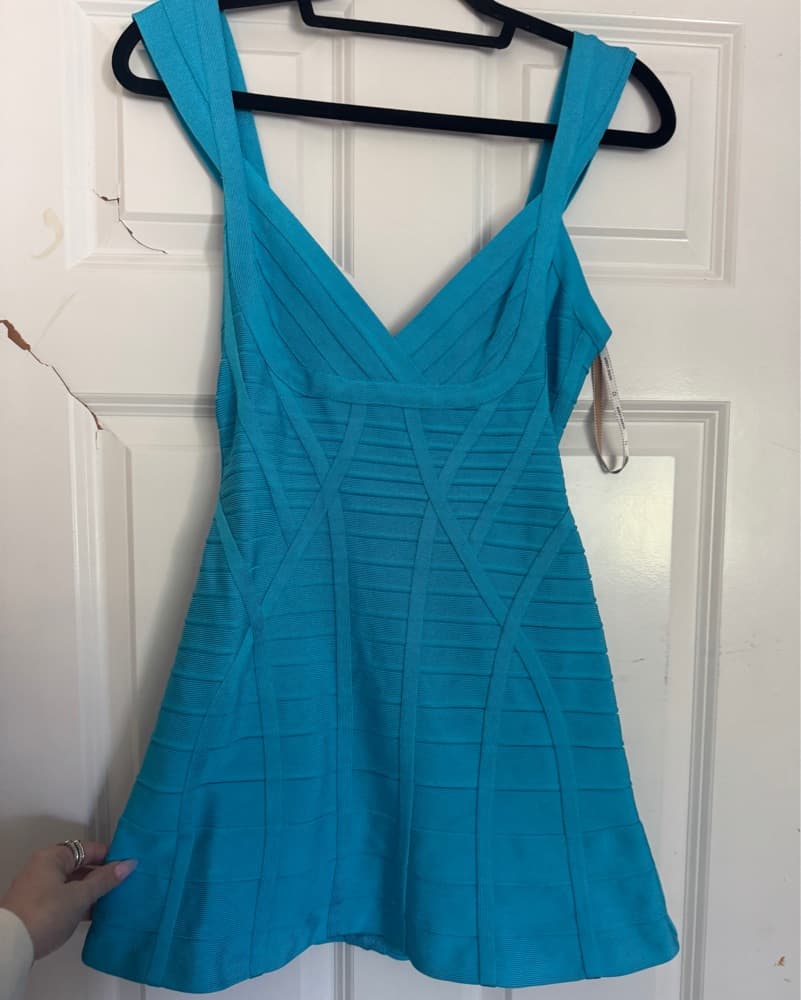 Blue Herve Leger Bandage Dress - Image 5